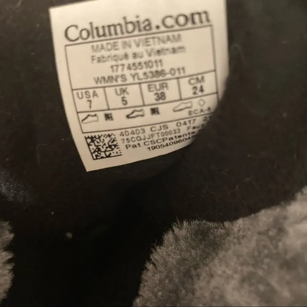 Columbia 200 Grams boots women's  size 7 Black quilted‎ faux fur omni grip